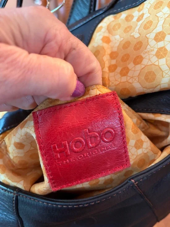 HOBO Black Integrated Leather Strap Crossbody Bag with Brass Accent - Picture 9 of 10